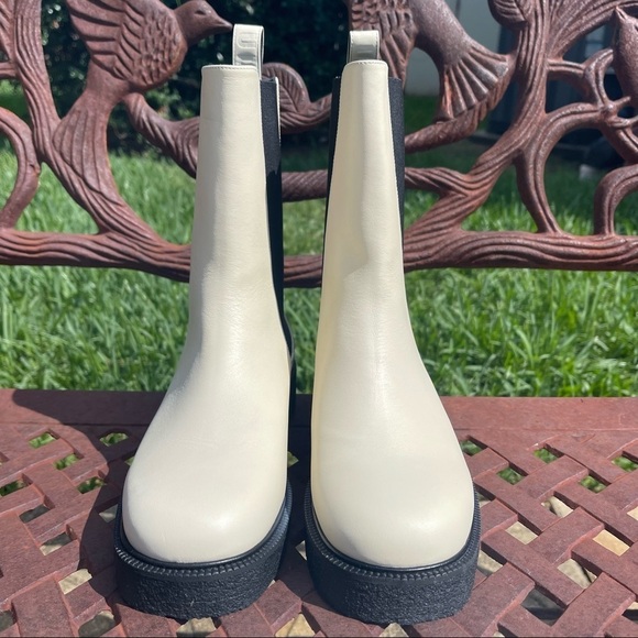 NWT Staud Palamino Elastic Gore Insets Chelsea Boots Ivory Size 8M - Picture 6 of 13
